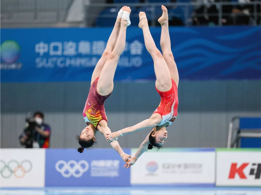 陈艺文与昌雅妮联手夺得女子双人3米板金牌